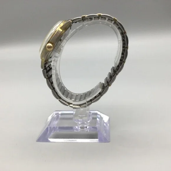 Vintage Dominion Mens Watch 34mm Silver Dial Manual 17 Jewels Two Tone Bracelet - Picture 3 of 14